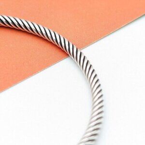 DAVID YURMAN 3mm Classic Cable Sterling Silver Diamond Buckle Bracelet Medium